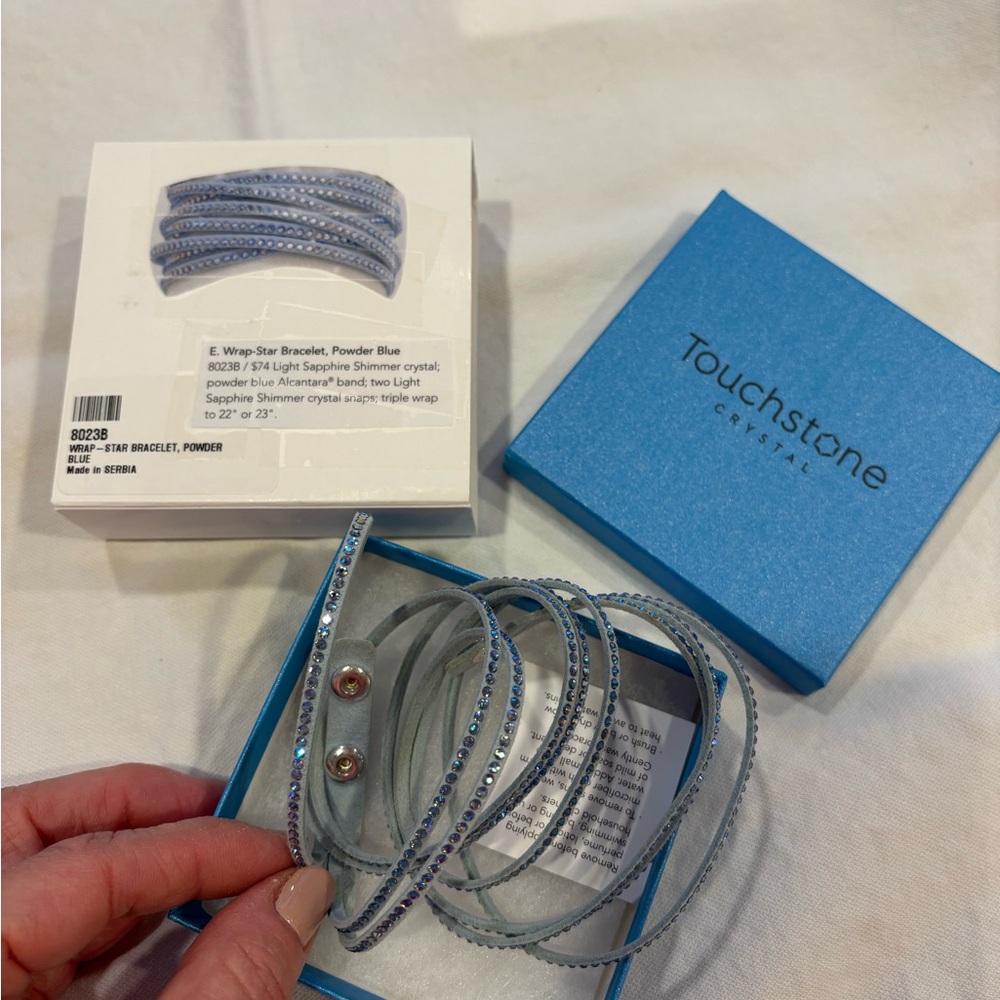 NWT Touchstone by Swarovski wrap Star bracelet in old school DENIM! - Picture 5 of 6